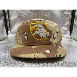 Unbranded Snapback Hat Mens OSFM Tan Chocolate Chip Camo Eagle USA‎ Military